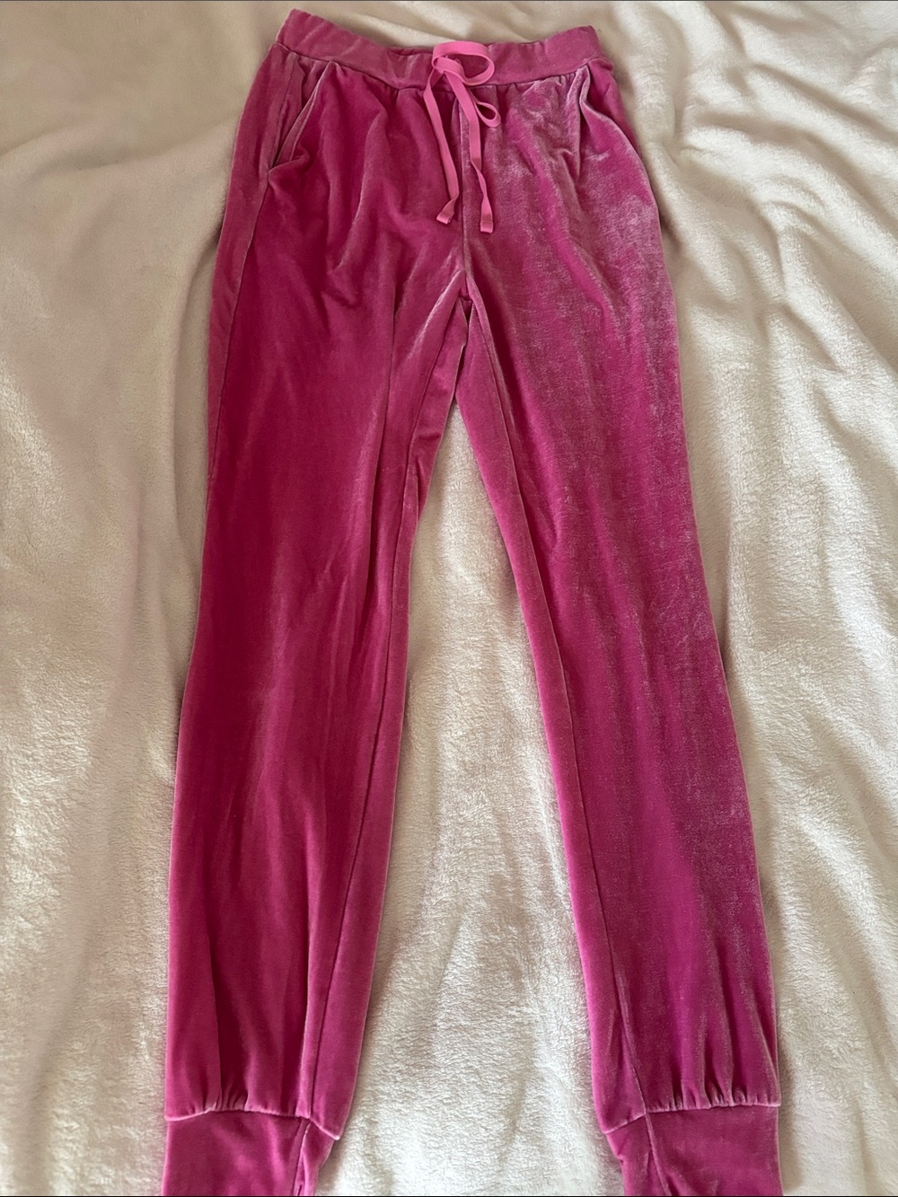 Pink Velour Jogger Pants - Cozy Drawstring Bottoms